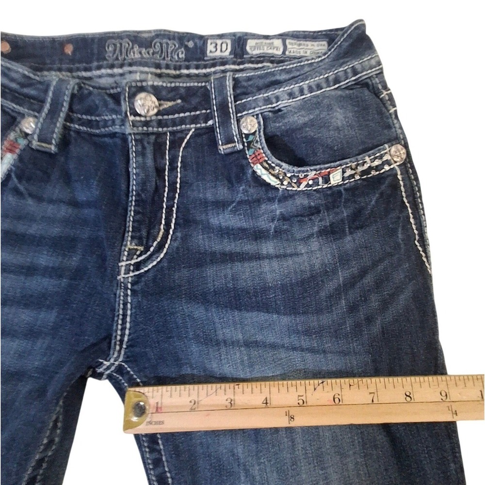 Miss Me Womens Mid Rise Capri Jeans Embroidered Dark Wash MW8161P3 Size 30 - Picture 11 of 11
